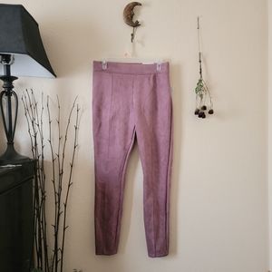 Mauve Suede Skinny Pants